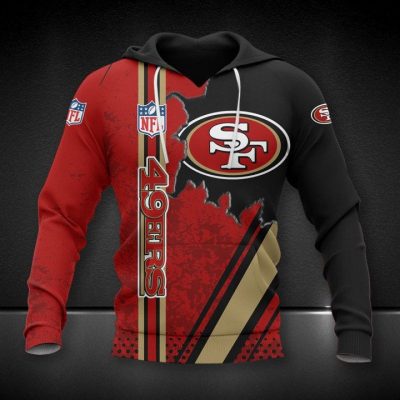 NFL San Francisco 49ers Red Black Logo In Heart Pullover Hoodie