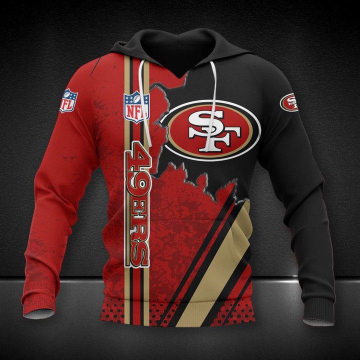 NFL San Francisco 49ers Red Black Logo In Heart Pullover Hoodie NFL San Francisco 49ers Red Black Logo In Heart Pullover Hoodie
