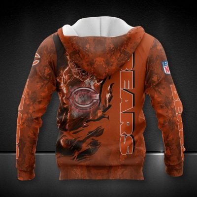 NFL Chicago Bears Orange Scratch Player In Fire Pullover Hoodie