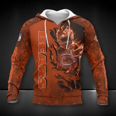 NFL Chicago Bears Orange Scratch Player In Fire Pullover Hoodie