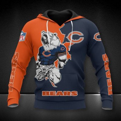 NFL Chicago Bears Orange Dark Blue Perfect Style Pullover Hoodie