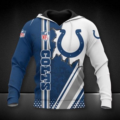 NFL Indianapolis Colts Blue White Pullover Hoodie V2