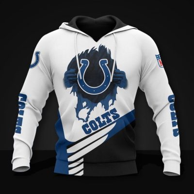 NFL Indianapolis Colts White Blue Pullover Hoodie
