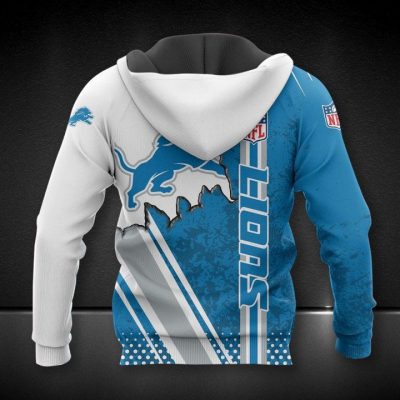 NFL Detroit Lions Blue White Pullover Hoodie V3