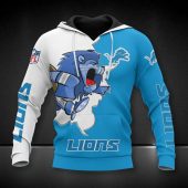 NFL Detroit Lions Blue White Pullover Hoodie V2