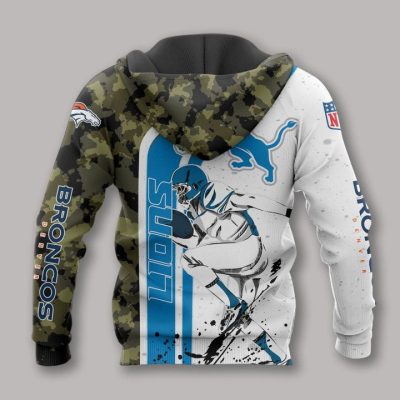 NFL Detroit Lions White Blue Camo Pullover Hoodie