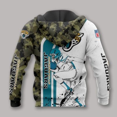 NFL Jacksonville Jaguars White Teal Camo Pullover Hoodie
