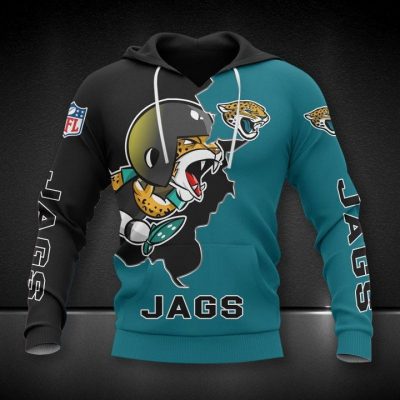 NFL Jacksonville Jaguars Teal Black Pullover Hoodie V2