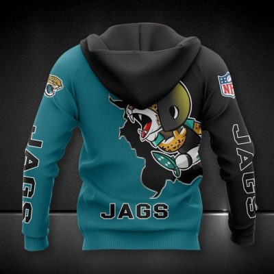 NFL Jacksonville Jaguars Teal Black Pullover Hoodie V2