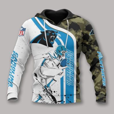NFL Carolina Panthers White Blue Camo Pullover Hoodie