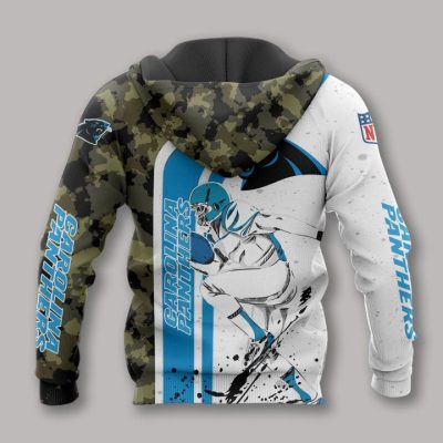 NFL Carolina Panthers White Blue Camo Pullover Hoodie