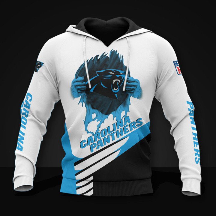 NFL Carolina Panthers White Blue Pullover Hoodie NFL Carolina Panthers White Blue Pullover Hoodie