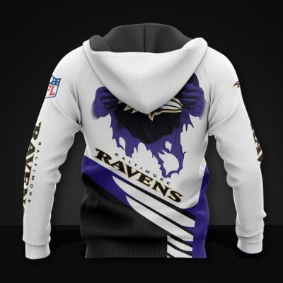 NFL Baltimore Ravens White Purple Pullover Hoodie