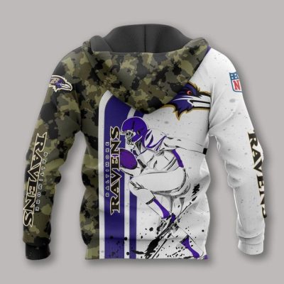 NFL Baltimore Ravens White Purple Camo Pullover Hoodie