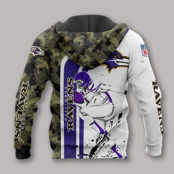 NFL Baltimore Ravens White Purple Camo Pullover Hoodie NFL Baltimore Ravens White Purple Camo Pullover Hoodie