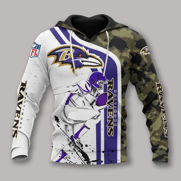 NFL Baltimore Ravens White Purple Camo Pullover Hoodie NFL Baltimore Ravens White Purple Camo Pullover Hoodie