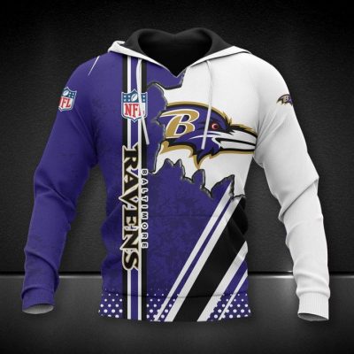 NFL Baltimore Ravens Purple White Pullover Hoodie