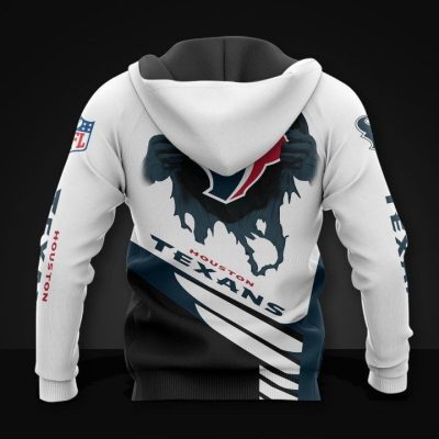 NFL Houston Texans White Blue Pullover Hoodie