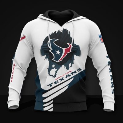 NFL Houston Texans White Blue Pullover Hoodie
