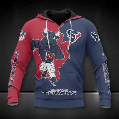 NFL Houston Texans Blue Red Pullover Hoodie V2