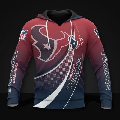 NFL Houston Texans Blue Red Pullover Hoodie V3
