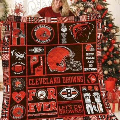 NFL Cleveland Browns Orange Quilt Blanket V3