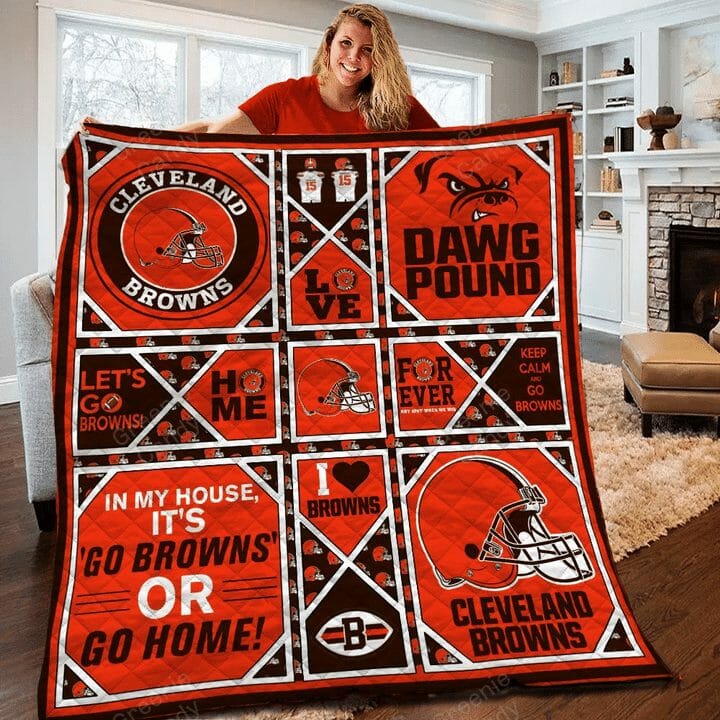 NFL Cleveland Browns Orange Quilt Blanket NFL Cleveland Browns Orange Quilt Blanket