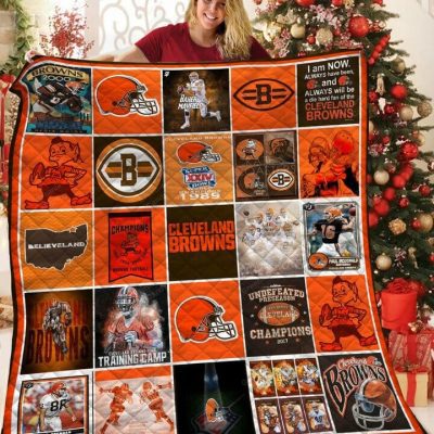 NFL Cleveland Browns Orange Quilt Blanket V2