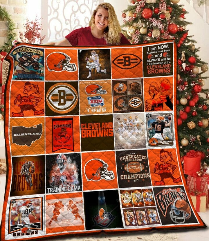 NFL Cleveland Browns Orange Quilt Blanket V2 NFL Cleveland Browns Orange Quilt Blanket V2