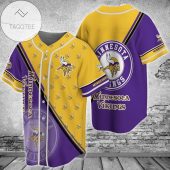 NFL Minnesota Vikings Yellow Purple Version Baseball Jersey