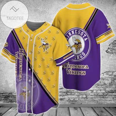 NFL Minnesota Vikings Yellow Purple Version Baseball Jersey