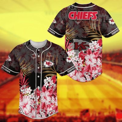 NFL Kansas City Chiefs Light Red Flower Baseball Jersey