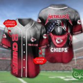 NFL Kansas City Chiefs Custom Name Number Skull Baseball Jersey