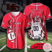 NFL Kansas City Chiefs Custom Name Number Red Baseball Jersey V2