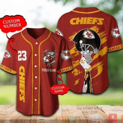 NFL Kansas City Chiefs Custom Name Number Helmet Baseball Jersey V2