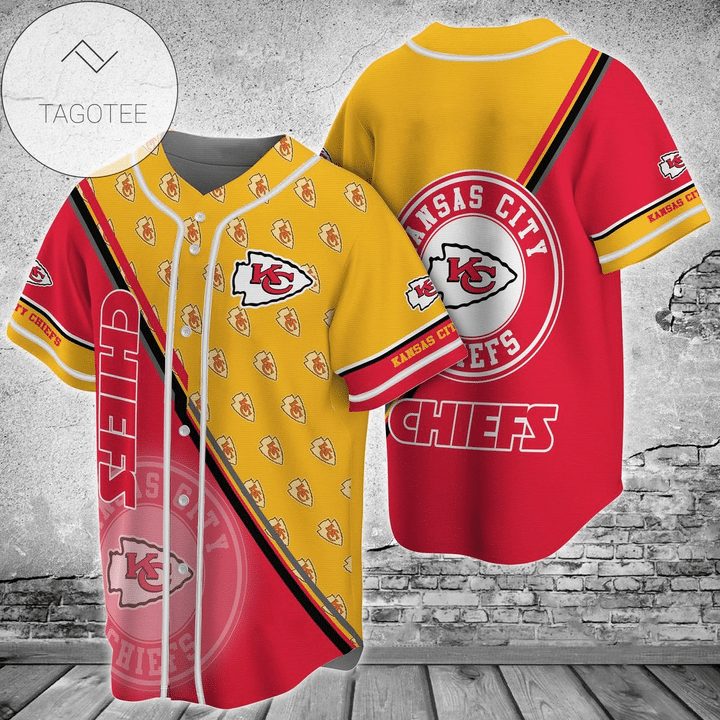 NFL Kansas City Chiefs Red Gold Baseball Jersey NFL Kansas City Chiefs Red Gold Baseball Jersey