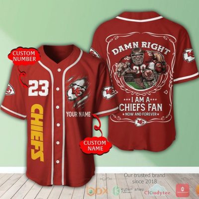 NFL Kansas City Chiefs Custom Name Damn Right Baseball Jersey