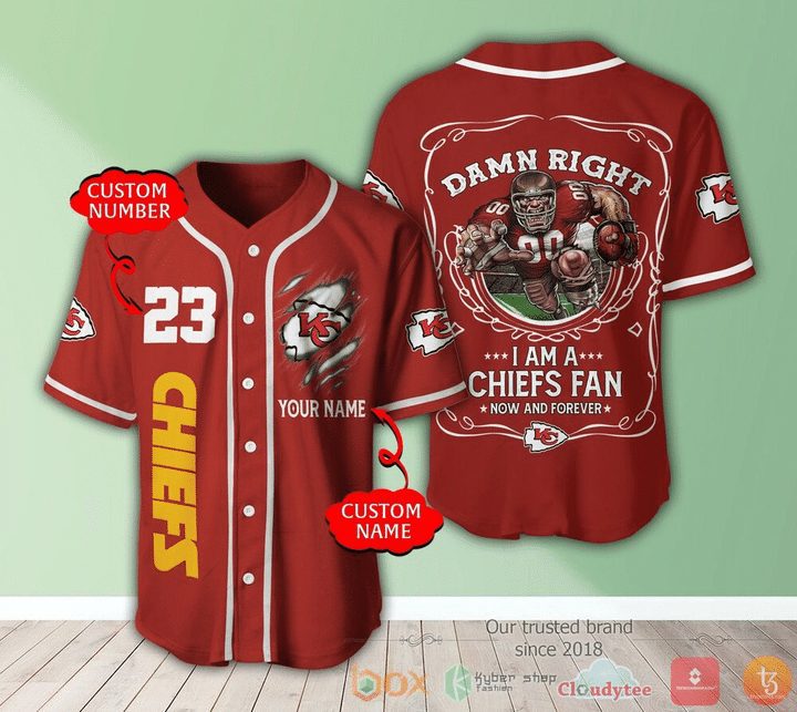 NFL Kansas City Chiefs Custom Name Damn Right Baseball Jersey NFL Kansas City Chiefs Custom Name Damn Right Baseball Jersey