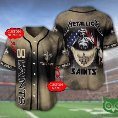 NFL New Orleans Saints Custom Name Number Metallica Baseball Jersey
