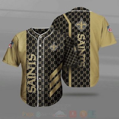 NFL New Orleans Saints Golden Black Stripes Baseball Jersey