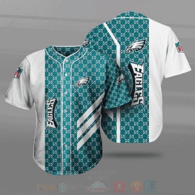 NFL Philadelphia Eagles Green Grey Baseball Jersey V2