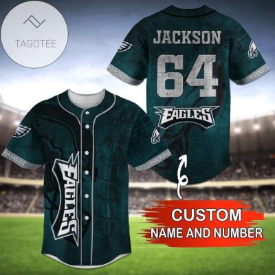NFL Philadelphia Eagles Custom Name Number Green Baseball Jersey