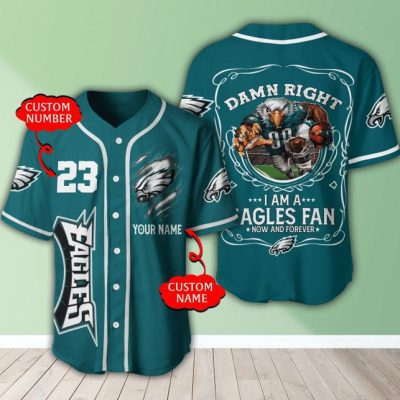 NFL Philadelphia Eagles Custom Name Mascot Baseball Jersey
