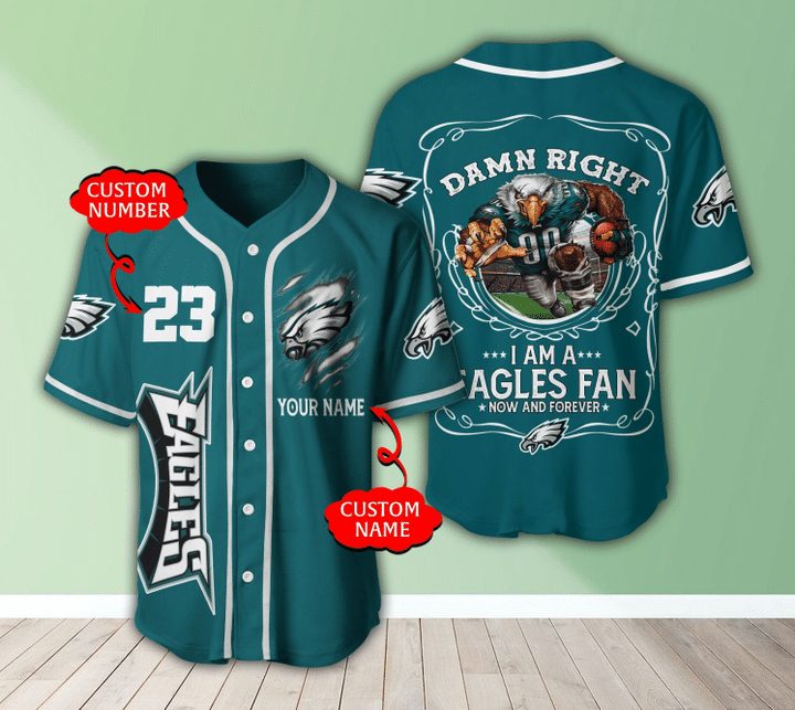 NFL Philadelphia Eagles Custom Name Mascot Baseball Jersey NFL Philadelphia Eagles Custom Name Mascot Baseball Jersey