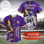 NFL Minnesota Vikings Custom Name Number Purple Baseball Jersey