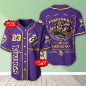 NFL Minnesota Vikings Custom Name Number Damn Right Baseball Jersey