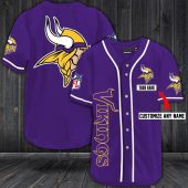NFL Minnesota Vikings Custom Name Purple Simple Baseball Jersey