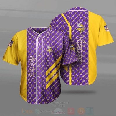 NFL Minnesota Vikings Yellow Purple Edition Baseball Jersey