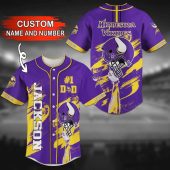 NFL Minnesota Vikings Custom Name Number Purple Baseball Jersey V3