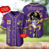 NFL Minnesota Vikings Custom Name Number Purple Baseball Jersey V2